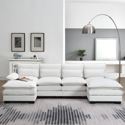 NicBex Sectional Sofa with Double Chaise Lounge Velvet U Shaped Modular Sofa for Living Room & Apartment