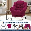 Coucheta Lazy Chair Collection - Modern Accent Lounge Armchairs with Side Pockets, Optional Folding Ottoman, Multiple Colors Available - 3 of 4