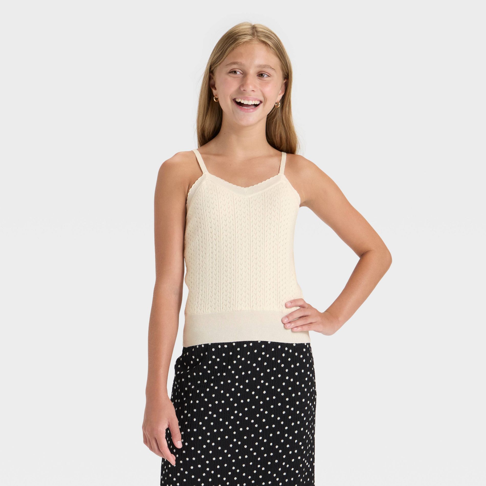Girls' Open Work Sweater Tank Top - art class™