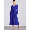 Allegra K Women's Elegant Pleated Cross V Neck Puff Sleeve Tie Waist A-Line Dress - 4 of 4