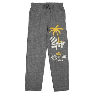 Corona Extra Palm Tree and Beach Chair Women's Heather Gray Sleep Pajama Pants - 1 of 4