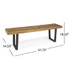 Kumasinova 61.7" Slatted Dining Bench,Farmhouse Kitchen Table Bench,Premium Acacia Wood Entryway Bench with Metal Legs,250lbs Capacity - 3 of 4