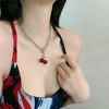 Dark Cherry Harajuku Girl Necklace 2020 Small Geometric Pendant Ot Buckle Punk Gothic Street Silver Color Chain Choker Necklaces Valentine's Day Gifts - 3 of 4