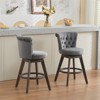 RISOKEYS 26" Counter Height Bar Stools Set - 360° Swivel Stools with Back & Hand-Tufted Button, Upholstered Velvet Counter Stools on Wood Legs - 4 of 4