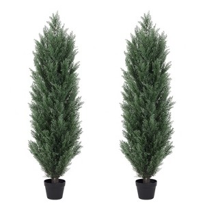 NicBex 2-Pack 35" Detachable Artificial Green Cypress Tree Tall Faux Plant, Indoor/Outdoor Decor, Easy Assembly - 1 of 4