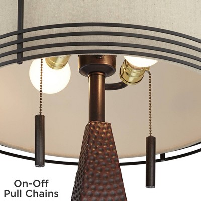 26" Hammered Bronze Industrial Table Lamp with USB Port