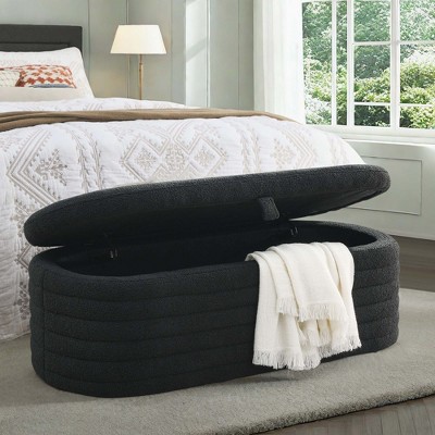 NicBex Modern 45.5" Boucle Fabric Storage Bench with Wood Frame for Bedroom and Living Room