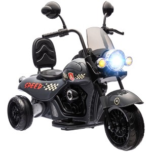 Qaba Electric Motorcycle for Kids, 3 Wheel 6V Battery Powered Motorbike w/ Headlights, Music, Forward & Reverse, Gray - 1 of 4