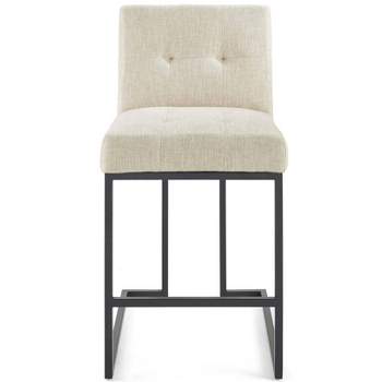 Privy Stainless Steel Upholstered Fabric Counter Height Barstool Black - Modway