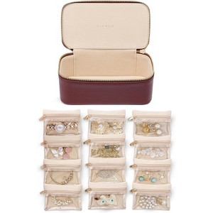 6-Piece Travel Jewelry Pouch Set, Clear Velvet Zipper Bags for Organized Storage, Gift for Women & Girls - 1 of 4