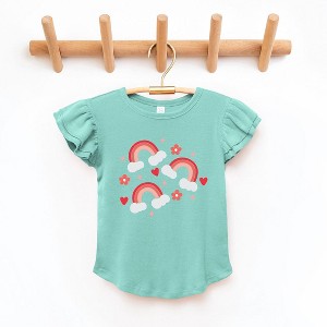 The Juniper Shop Valentine Rainbow Toddler Flutter Sleeve Tee - 1 of 3
