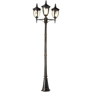 John Timberland Bellagio Vintage Outdoor Post Light Veranda Bronze 3-Light Street Lantern 96" Clear Hammered Glass for Exterior Barn Deck House Porch - 1 of 4
