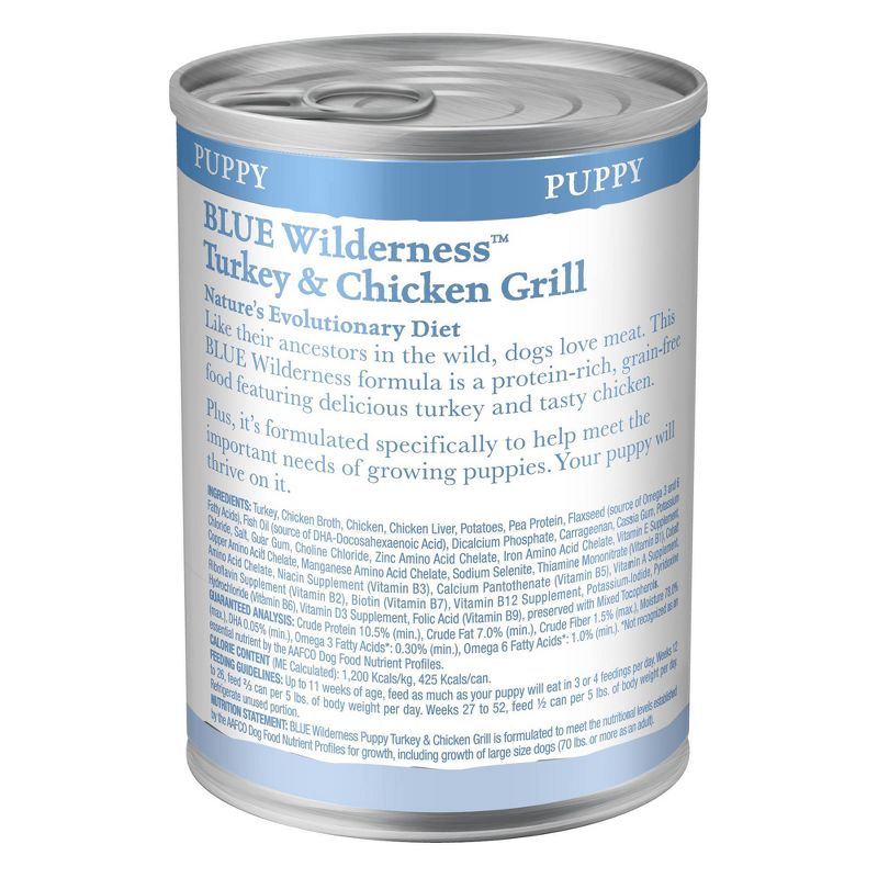 Blue Buffalo Wilderness High Protein Natural Puppy Wet Dog Food Turkey &#38; Chicken Grill - 12.5oz, 4 of 7
