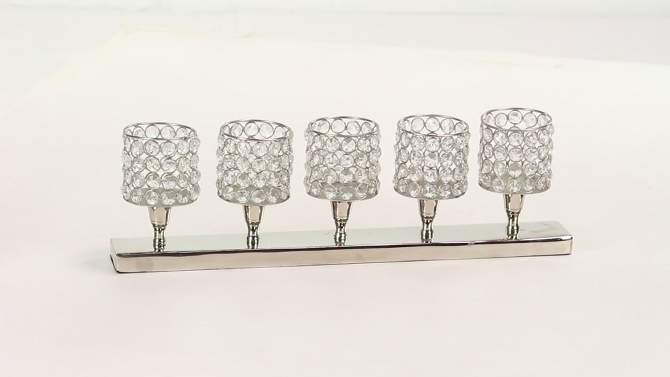 21&#34; x 6&#34; Glam Iron/Crystal Five Light Votive Candle Holder Silver - Olivia &#38; May, 2 of 14, play video