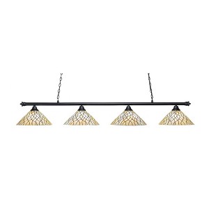 Toltec Lighting Oxford 4 - Light Island Pendant Light in  Matte Black with 16" Sandhill Art Glass  Shade - 1 of 1