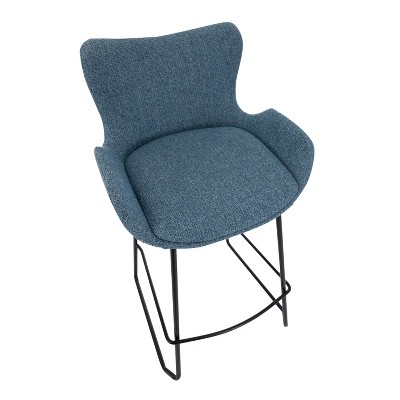 Tara Modern Blue and Black Metal Counter Stool - Set of 2