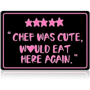 Lomsoe Kitchen Wall Art Pink Kitchen Decor Cute Kitchen Accessories Funny Kitchen Signs Chef Was Cute Would Eat Here Again Sign Wall Decor 8x12 Inch - 1 of 1