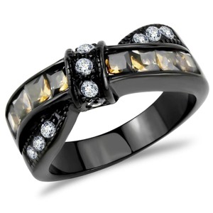 Slickblue Brown Synthetic Glass Ring, Black Ion Plated Stainless Steel, Unique Designer Style, Sizes 5-10 - 1 of 4