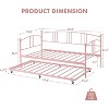 Pink Twin Metal Daybed with Trundle, Arched Headboard Pullout Sleeper with Steel Slats, No Box Spring Needed, Easy Assembly - 2 of 4