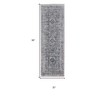 8' Gray and Silver Oriental Power Loom Worn Faded Runner Rug - 3 of 4