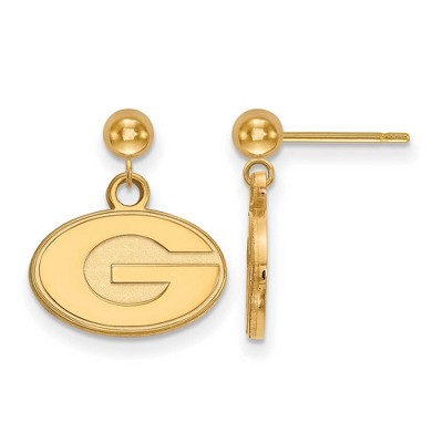 Black Bow Jewelry 14k Yellow Gold Georgia Bulldogs NCAA Dangle Earrings