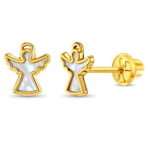 Girls' Mother of Pearl Angel Screw Back 14k Gold Earrings - In Season Jewelry - 1 of 4