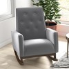 TiramisuBest Elegant Dark Grey Fabric Rocking Chair with Solid Wood Frame, Comfortable Accent Chair for Living Room & Nursery - 4 of 4