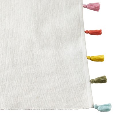 Ivory Cotton Placemats with Colorful Fiesta Tassels, Set of 4