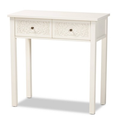 Lambert Classic White Firwood 2-Drawer Console Table