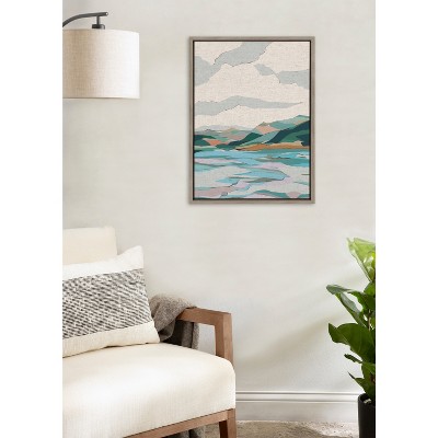Gray and Multicolor Abstract Landscape Canvas Print, 18" x 24"