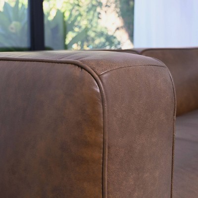 Camel Brown Genuine Leather Club Chair with Pine Frame