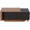 Gulches Dual-Tone Expandable Coffee Table (Walnut and Oak Veneer), 2 Drawers with V-Shaped Grain and Brass Hardware - 2 of 3