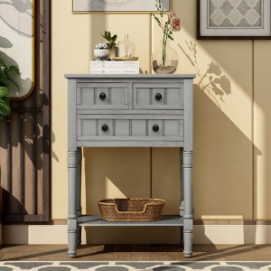CENGHU Narrow Console Table, Slim Sofa Table with Three Storage Drawers and Bottom Shelf, Ideal for Entryway and Living Room, Gray Wash - 1 of 4