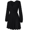 Coolmee Women's Dresses Wrap V-Neck Casual Ruffle Long Sleeve A-Line Mini Dress - 4 of 4