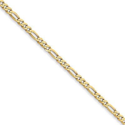 Black Bow Jewelry 2.25mm 14k Yellow Gold Flat Figaro Necklace Chain