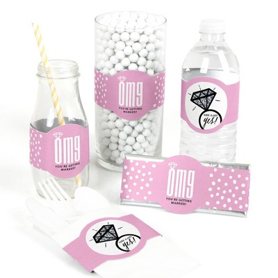 Big Dot of Happiness Omg, You're Getting Married - DIY Party Supplies - Engagement Party DIY Wrapper Favors and Decorations - Set of 15