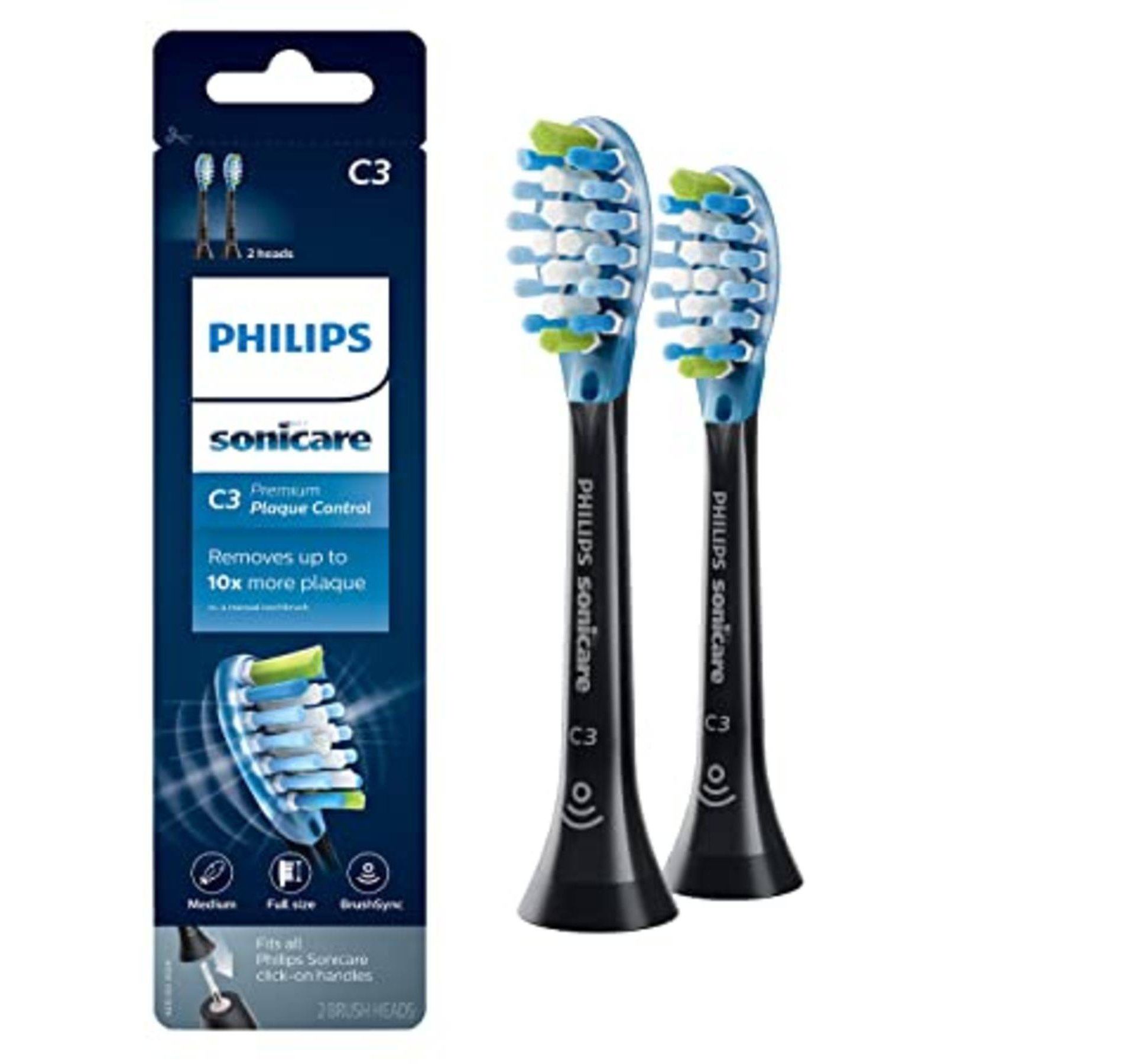Philips Sonicare C3 Premium 2-in-1 Plaque & Whiten Replacement Electric Toothbrush Head - HX9042/95 - Black - 2pk
