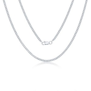 Links of Italy Sterling Silver 2.25mm Cuban Chain - Rhodium Plated - Available Sizes: 16  , 18  , 20  , 22  , 24  Inches - 1 of 2
