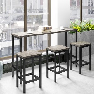 ChicFurnit Dining Sets Counter Height Table Set Space Saving Design for Kitchen Dining Room, Gray, 66.34"*19.88"*8.07" - 1 of 4