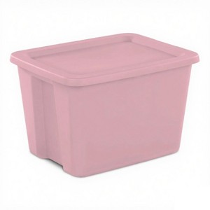 Large Storage Bins, 18 Gallon Plastic Storage Containers with Snap-On Lids, Light Pink, 8-Count - 1 of 4