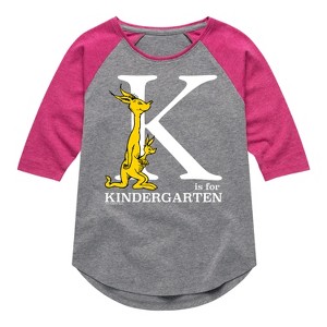 Girls' - Dr. Seuss - K Is For Kindergarten Shirt Tail Raglan Graphic T-shirt - 1 of 4