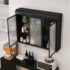 3 Door Wall Cabinet, Arched Wall Mounted Cabinets With Glass Doors & 3 Tier Storage, Display Cabinet For Kitchen Living Room - 4 of 4