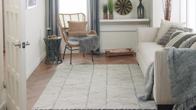 Artisanal Grey and White Hand-Tufted Wool Rectangular Area Rug, 8'3" x 11'6"