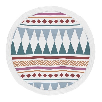 Image of Sweet Jojo Designs Girl Baby Tummy Time Playmat Triangle Yellow, Pink and Blue