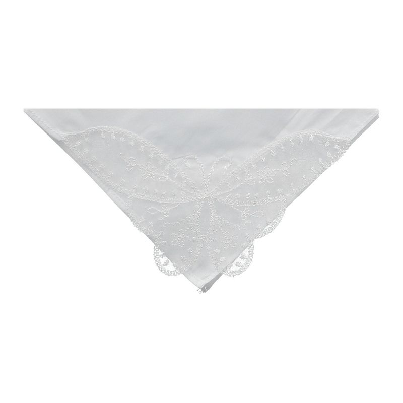 CTM Women's Butterfly Corner Lace Handkerchief, 3 of 4