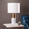 Southern Enterprises Gasbrom Table Lamp White/Gold (Includes LED Light Bulb): Modern Drum Shade, Concrete & Iron Base - image 4 of 4