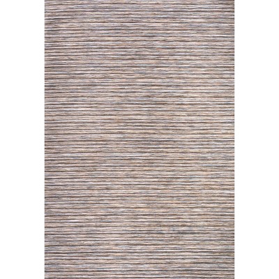 Reversible Dark Gray/Blue Striped Synthetic Area Rug 9' x 12'