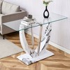 NicBex Modern Minimalist Tempered Glass Coffee Table for Living Room,Irregular Wooden MDF Legs & Stainless Steel Decorative Columns - 4 of 4