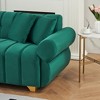 89'' Velvet 3-Seater Sofa with Spring-Wrapped Cushions, 4 Throw Pillows, Metal Feet, Channel Tufted Back for Modern Living Room - 4 of 4