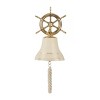 Brass Bell Wall Decor with Ship wheel Backing - Olivia & May - 3 of 4